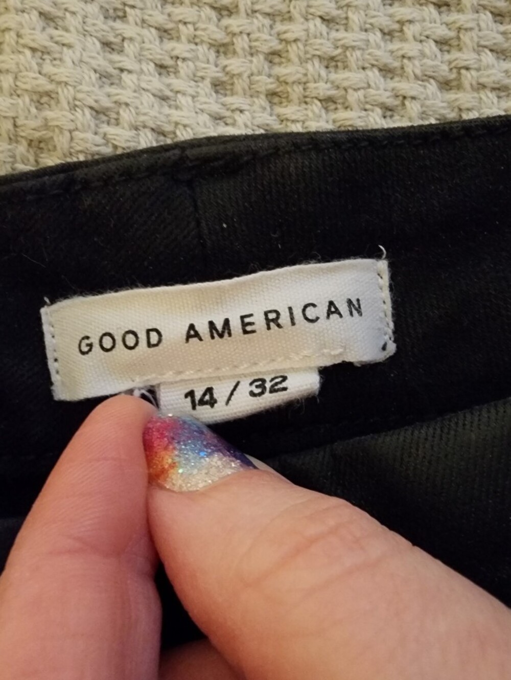 Size 14/32 Good American Black Metalic Jeans - Picture 2 of 8